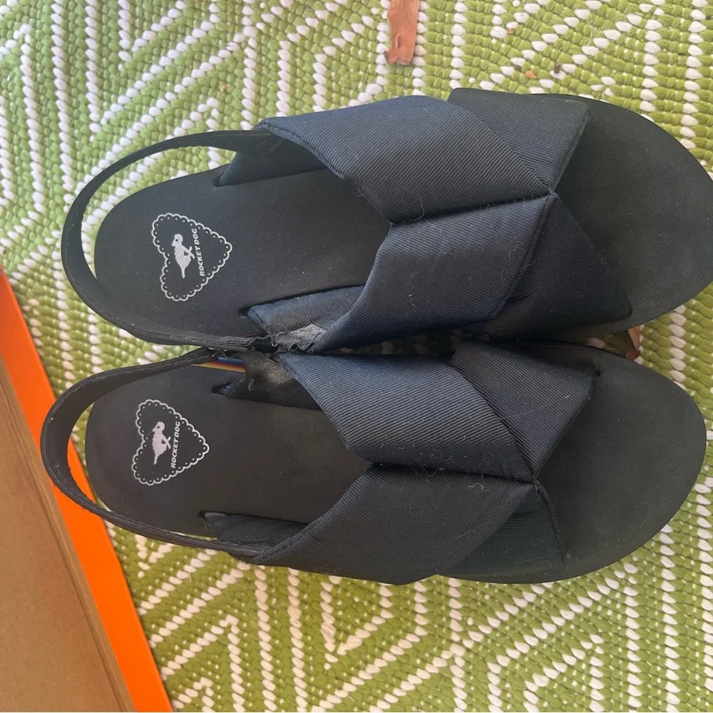 Rocket Dog Black Sandals with Rainbow Stripes - Picture 4 of 7